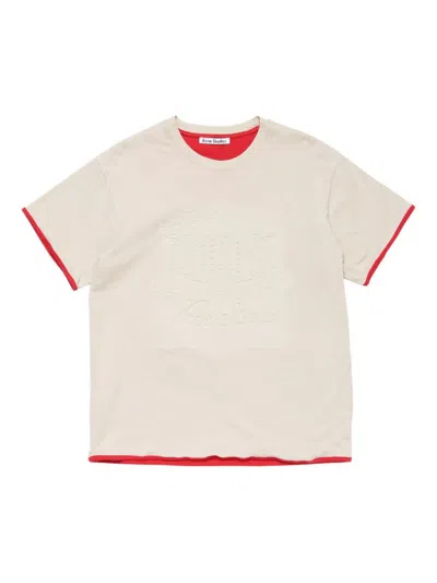 Acne Studios Embossed-logo Organic-cotton T-shirt In White