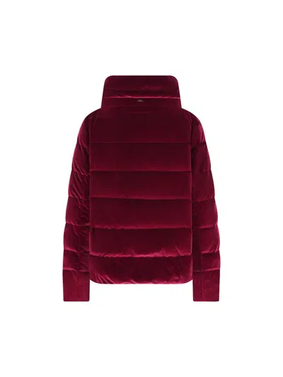 Herno Quilted Long-sleeved Down Jacket In Red