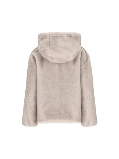 Herno Drawstring-hood Zip-front Jacket In Gray