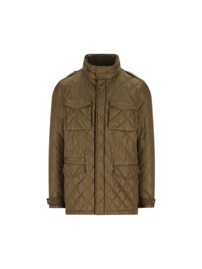 Herno Quilted High-neck Field Jacket In Green