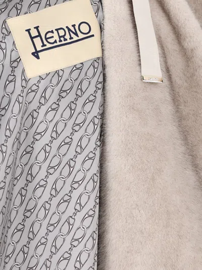 Herno Drawstring-hood Zip-front Jacket In Gray