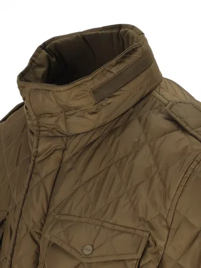 Herno Quilted High-neck Field Jacket In Green