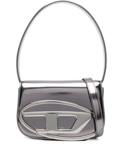 Diesel `1dr` Iconic Shoulder Bag In Mirrored Leather In Gray