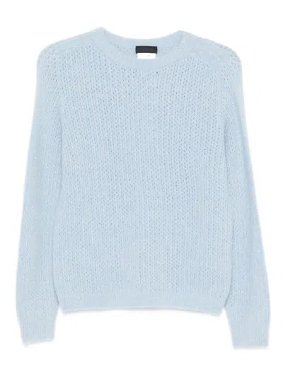 Liu •jo Liu Jo Textured Knit Sweater With Crew Neck In Blue