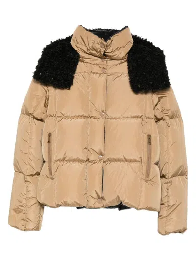 Moncler Castelnou Square-quilted Hooded Short Down Jacket Clothing In Neutral