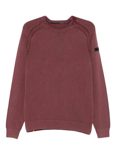 Rrd Bordeaux Crew Neck Sweater With Ribbed Detailing In Red