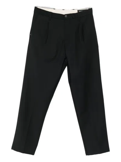 White Sand Straight-leg Tailored Trousers With Classic Waistband In Black