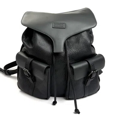 Pre-owned Emporio Armani Gray Leather Backpack ()