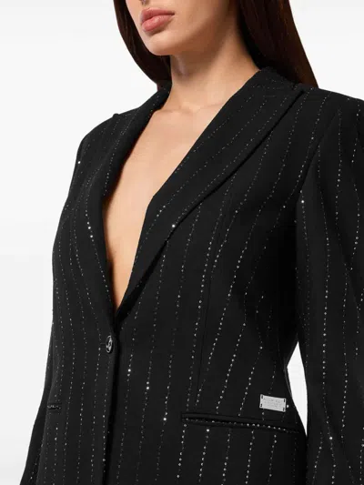 Philipp Plein Sequin Embellished Boyfriend Fit Blazer In Black