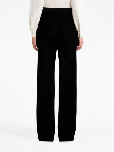 Etro Mid-rise Velvet Straight-leg Pants In Black
