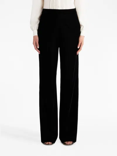 Etro Mid-rise Velvet Straight-leg Pants In Black