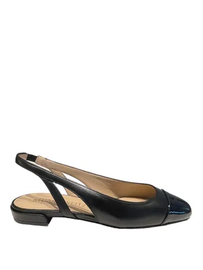 Stuart Weitzman Sleek Leather Slingback Ballerina Flats In Black