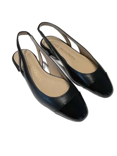 Stuart Weitzman Sleek Leather Slingback Ballerina Flats In Black