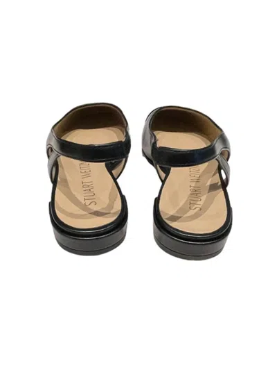 Stuart Weitzman Sleek Leather Slingback Ballerina Flats In Black