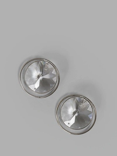 Maison Margiela Round Crystal Stud Earrings In Silver