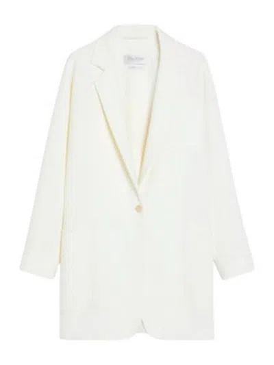Max Mara Orlaya Oversized Wool Blend Blazer In White
