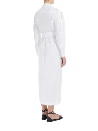 Max Mara White Shirt Dress In Cotton Twill