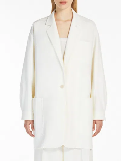 Max Mara Orlaya Oversized Wool Blend Blazer In White