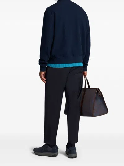 Etro Embroidered Logo Bomber Jacket In Blue