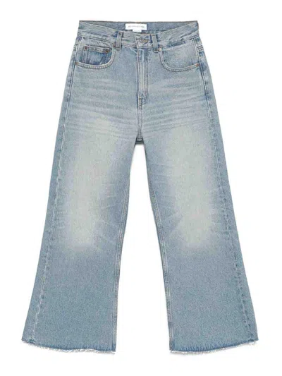 Victoria Beckham Wide Leg Cropped Jeans In Blue