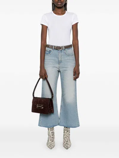 Victoria Beckham Wide Leg Cropped Jeans In Blue