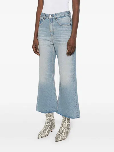 Victoria Beckham Wide Leg Cropped Jeans In Blue