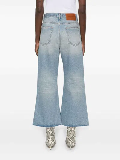 Victoria Beckham Wide Leg Cropped Jeans In Blue