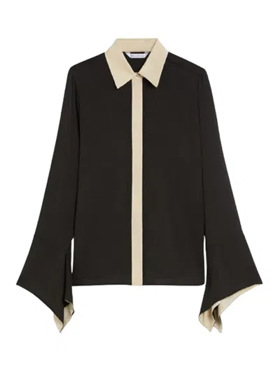 Max Mara Block Design Long Sleeve Shirt In Black