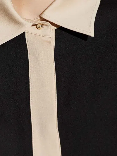 Max Mara Block Design Long Sleeve Shirt In Black