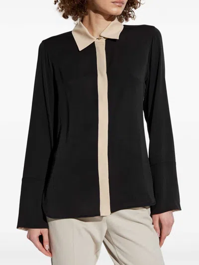Max Mara Block Design Long Sleeve Shirt In Black