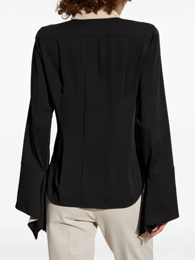 Max Mara Block Design Long Sleeve Shirt In Black