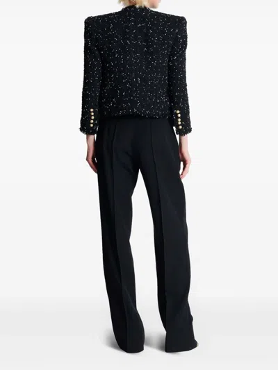 Balmain Cropped 8-button Jacket In Polka-dot Tweed In Gold