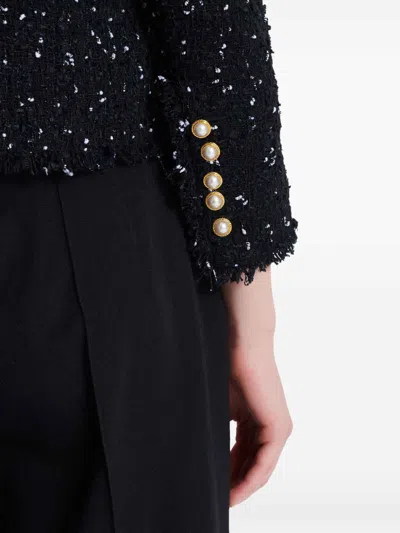 Balmain Cropped 8-button Jacket In Polka-dot Tweed In Gold