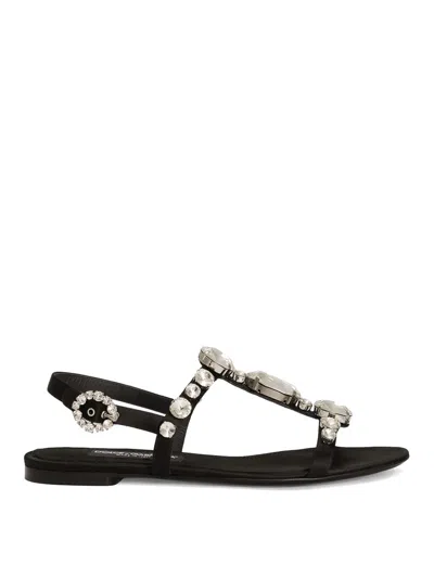 Dolce & Gabbana Crystal Embellished Sandals In Black