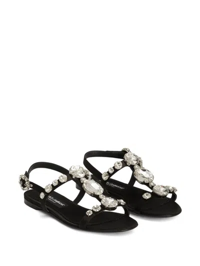 Dolce & Gabbana Crystal Embellished Sandals In Black