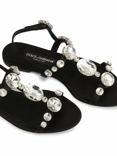 Dolce & Gabbana Crystal Embellished Sandals In Black