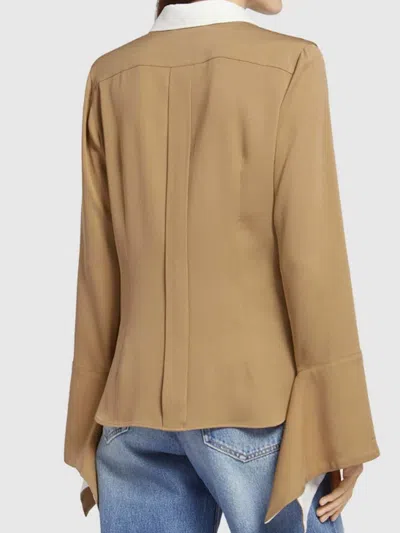 Max Mara Pio Washed Silk Charmeuse Shirt In Brown