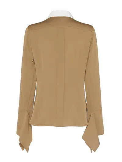 Max Mara Pio Washed Silk Charmeuse Shirt In Brown