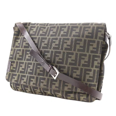 Pre-owned Fendi Brown Nylon Canvas Shoulder Bag ()
