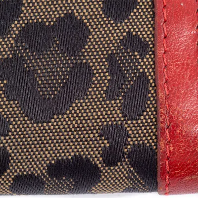 Pre-owned Fendi Brown Red Color Canvas Leather Wallet (tri-fold) () In Multi