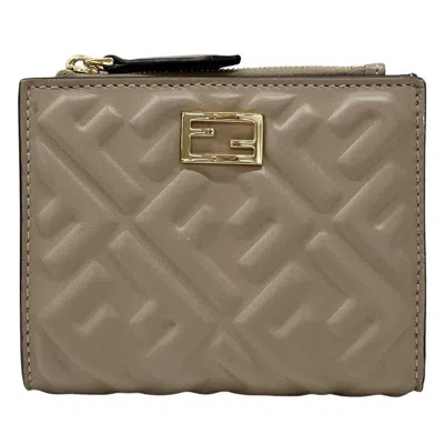 Pre-owned Fendi Zucca Gray Leather Wallet (bi-fold) ()