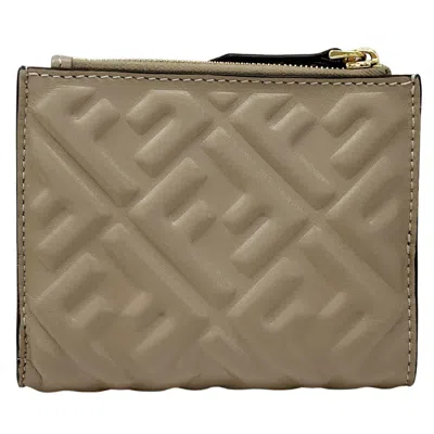 Pre-owned Fendi Zucca Gray Leather Wallet (bi-fold) ()