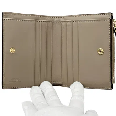Pre-owned Fendi Zucca Gray Leather Wallet (bi-fold) ()