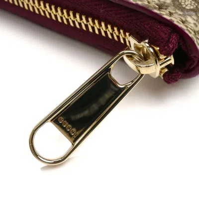 Pre-owned Gucci Beige Bordeaux Gg Supreme Canvas Pvc Coin Purse/coin Case () In Multi