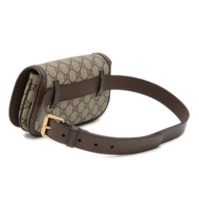 Pre-owned Gucci Beige Brown Gg Supreme Fanny Pack Sling Bag ()