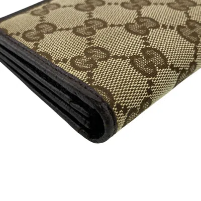 Pre-owned Gucci Beige Brown Gg Canvas Long Wallet (bi-fold) () In Multi