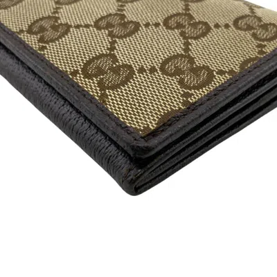Pre-owned Gucci Beige Brown Gg Canvas Long Wallet (bi-fold) () In Multi