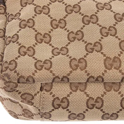 Pre-owned Gucci Beige Brown Gg Canvas Leather Shoulder Bag ()