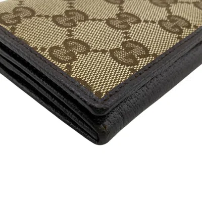 Pre-owned Gucci Beige Brown Gg Canvas Long Wallet (bi-fold) () In Multi