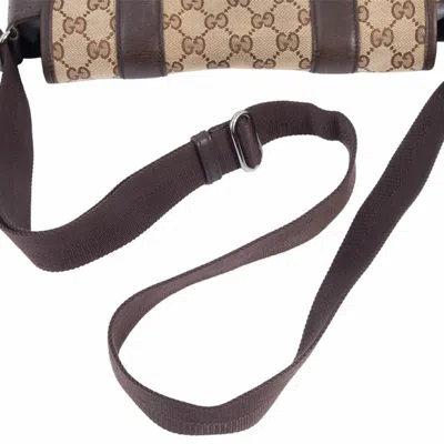 Pre-owned Gucci Beige Brown Gg Canvas Leather Shoulder Bag ()